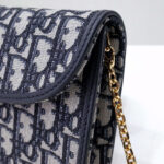 Christian Dior Bobby East-West Pouch With Chain Dark Blue